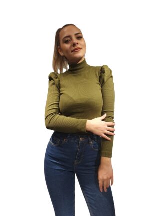 Μπλούζα Ζιβάγκο Ριπ με Μανίκι Φούσκα Χακί