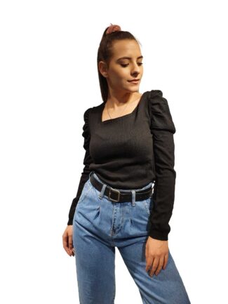 Μπλούζα με Balloon Μανίκι Μαύρη