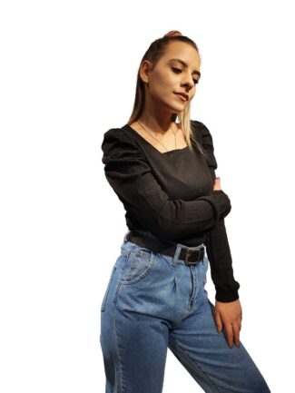 Μπλούζα με Balloon Μανίκι Μαύρη