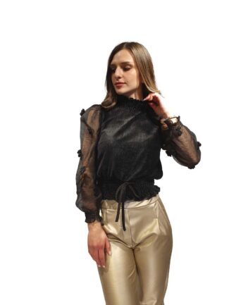 Μπλούζα Μαύρη  με Διάφανο Μανίκι