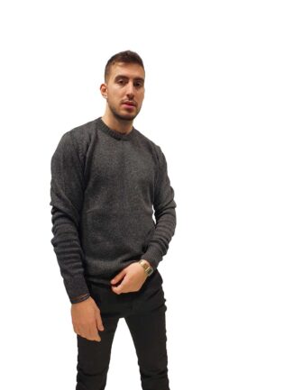 Μπλούζα Πλεκτή Λαιμόκοψη Ανθρακί