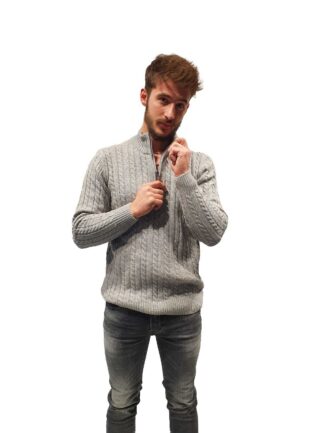 Πλεκτό Ζιβάγκο με Πλεξούδα Γκρί