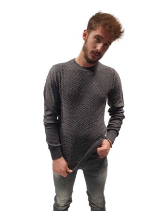 Μπλούζα Πλεκτή με Ιδιαίτερη Πλέξη Ανθρακί