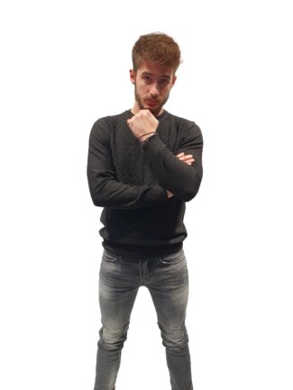 Μπλούζα Πλεκτή με Ιδιαίτερη Πλέξη Μαύρη