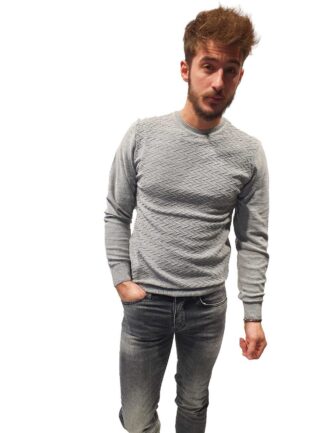 Μπλούζα Πλεκτή με Ιδιαίτερη Πλέξη Γκρι