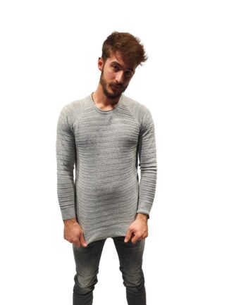 Μπλούζα Πλεκτή με Allover ρίγα Γκρι