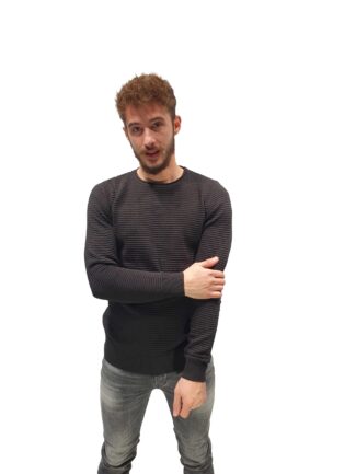 Μπλούζα Πλεκτή με Ανάγλυφη Ρίγα Μαύρη