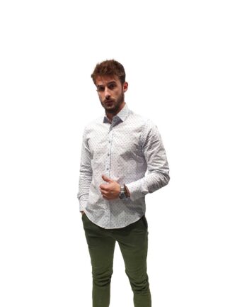 Πουκάμισο με Σχέδιο Λαχούρ Λευκό