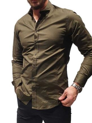 Πουκάμισο Μονόχρωμο Χακί