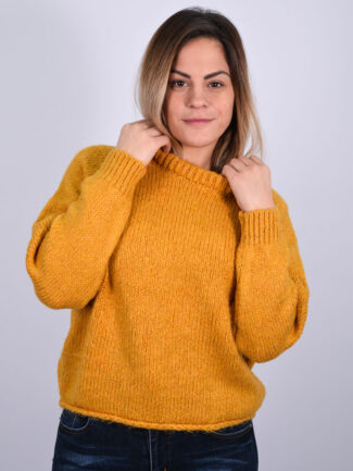 Μπλούζα Πλεκτή Λαιμόκοψη Μουσταρδί