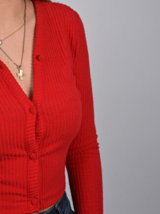 Ζακέτα Cropped Κόκκινη