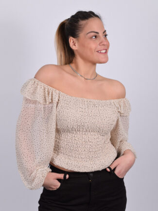 Μπλούζα Διάφανη Πουά Μπεζ