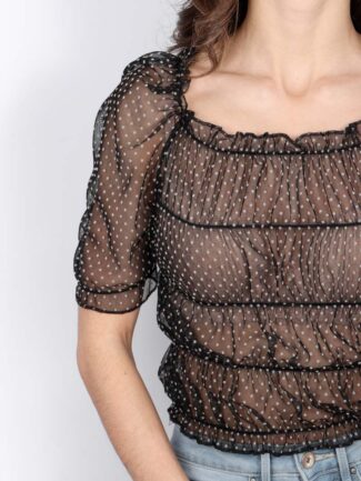 Μπλούζα Διαφανές Πουά Μαύρο