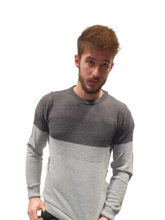 Μπλούζα Πλεκτή Δίχρωμη Γκρί