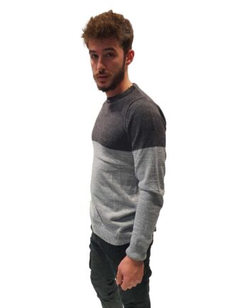 Μπλούζα Πλεκτή Δίχρωμη Γκρί