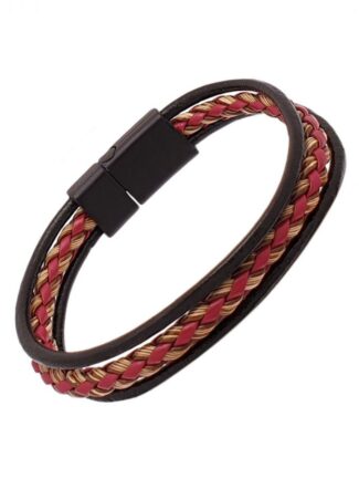 Βραχιόλι Ανδρικό απο Δέρμα και Gunmetal