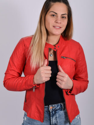 Μπουφάν Δερμάτινο ONLY Κόκκινο