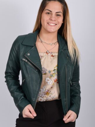 Μπουφάν Δερμάτινο ONLY Πράσινο