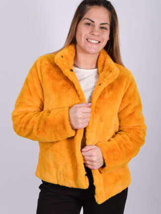 Γούνινο Κοντό Jacket ONLY Μουσταρδί