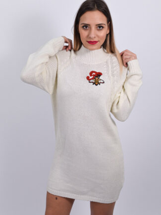 Φόρεμα Mini Πλεκτό Funky Buddha Λευκό