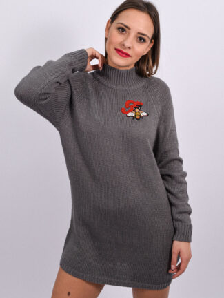 Φόρεμα Mini Πλεκτό Funky Buddha Γκρι