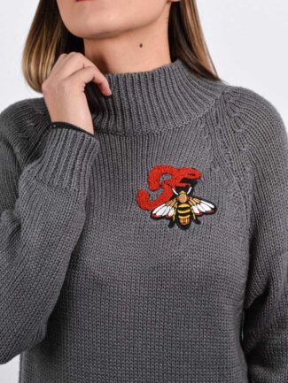 Φόρεμα Mini Πλεκτό Funky Buddha Γκρι