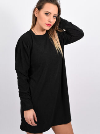 Φόρεμα Mini με Φουσκωτό Μανίκι Μαύρο