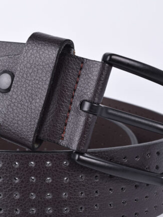 Ζώνη με Διάτρητη Υφή Καφέ