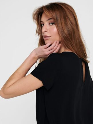 Μπλούζα κοντομάνικη ONLY Μονόχρωμη Μαύρη