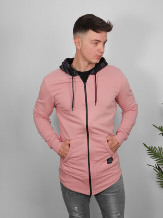 Ζακέτα Φούτερ Attitude με κουκούλα και τσέπη LT  Ροζ Ασύμμετρη