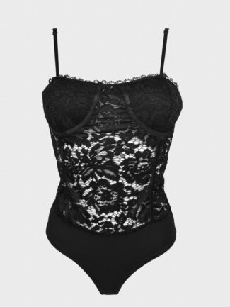 Κορμάκι με δαντέλα Μαύρο