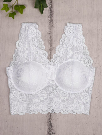 Bralette με Δαντέλα και αφαιρούμενη cup Λευκό