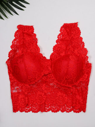 Bralette με Δαντέλα και αφαιρούμενη cup Κόκκινο