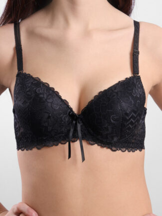 Σετ Σουτιέν Push Up με String Μαύρο