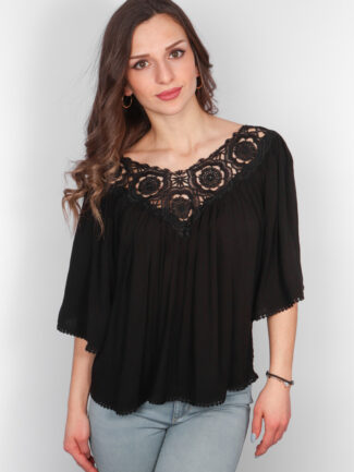 Μπλούζα με Δαντέλα Μαύρη