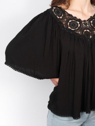 Μπλούζα με Δαντέλα Μαύρη