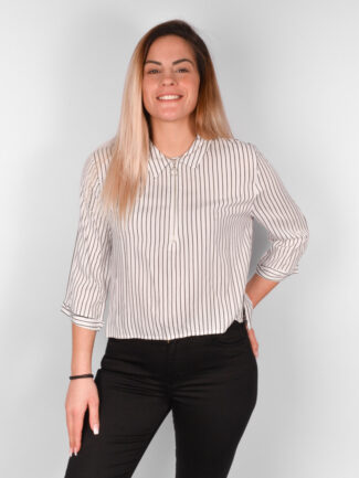 Πουκάμισο Ριγέ Cropped Μαύρο