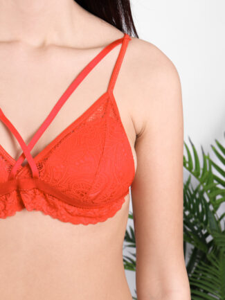 Σετ bralette και Slip με Δαντέλα Κόκκινο