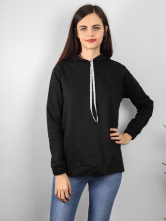 Φούτερ Oversized Με Κουκούλα Μαύρο