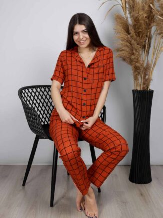 Σετ Πιτζάμες με Σχέδια Πορτοκαλί