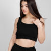 Αμάνικο Cropped Top με Λάστιχο Μαύρο