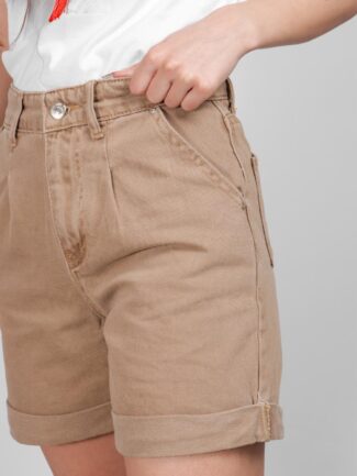 Σορτς Baggy με Πιέτα Μπεζ