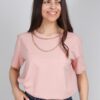 T-Shirt με Πρόσθετη Αλυσίδα στον Λαιμό Ροζ