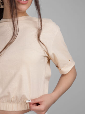 Cropped Top με λάστιχο στο τελείωμα  Μπεζ