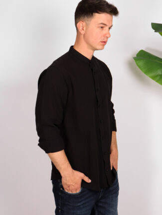 Πουκάμισο Double Μάο Μαύρο