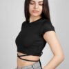 Crop Top με Κορδόνια Μαύρο