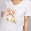 T-Shirt με Τύπωμα Μαργαρίτες Λευκό